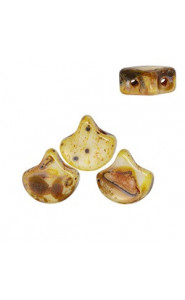 Ginko Leaf Beads 7.5x7.5mm Opaque white picasso